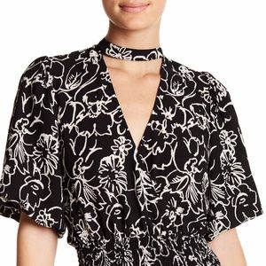 Jealous Tomato Mock Chocker Smocked Crop Top